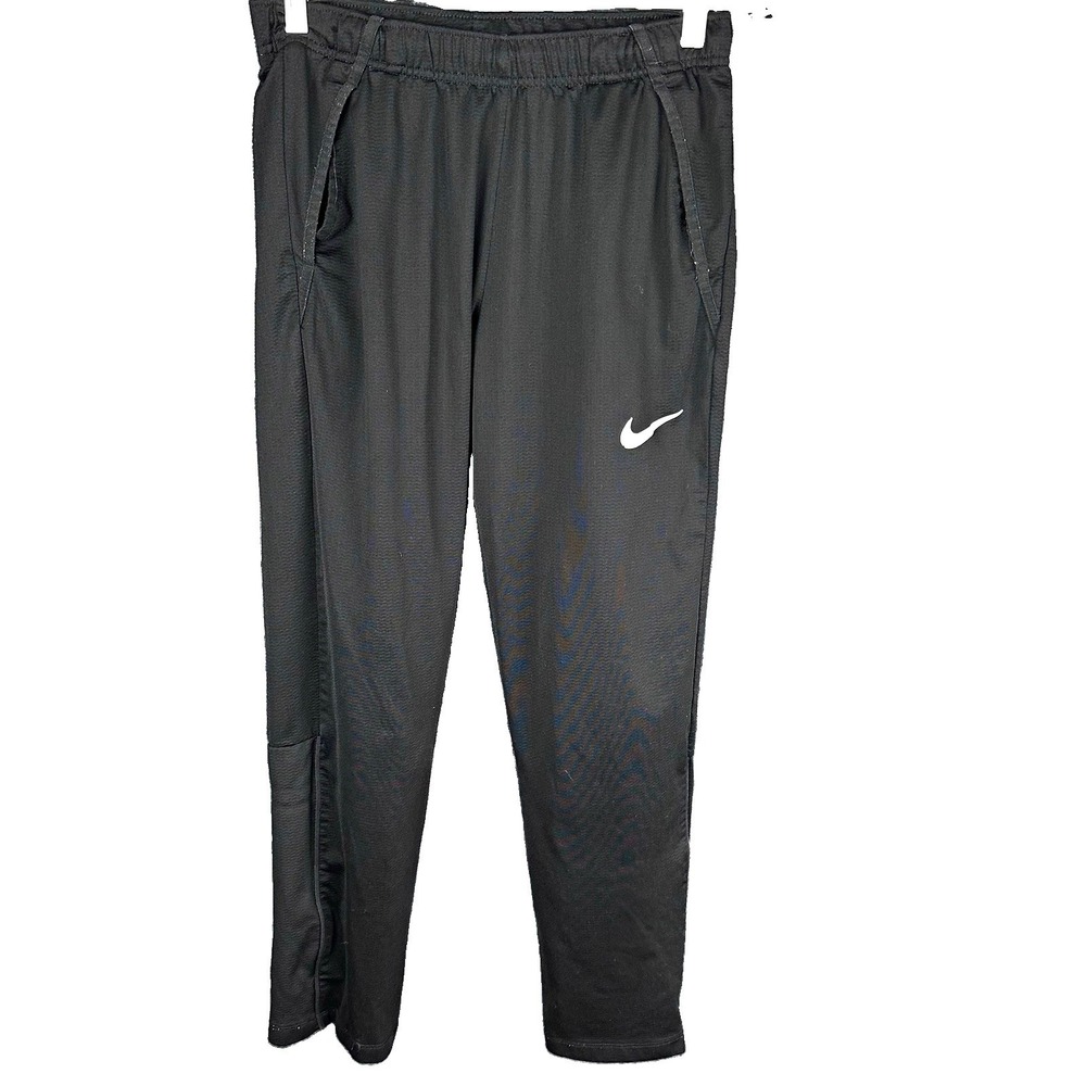 Nike Track Pants Mens 30x31 Black Polyester Pull On Tapered Leg Pockets
